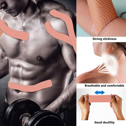 FOU Kinesiology Recovery Therapeutic Tape, Waterproof Muscle Support for Athlete,Sports Injury Tape 1 inch x 16.4 ft / 2.5cm x 5m...