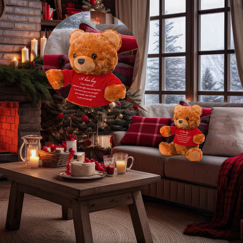 Bear Plush Stuffed Animal Sympathy Gift with a Bear Hug Sign Clothing Hug Bear Gift for Kids Condolences Memorial Comfort Loss of Loved One(Brown,...