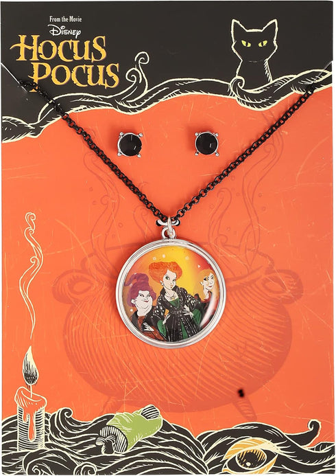Disney Hocus Pocus Womens Earrings and Necklace Set - Stud Earrings for Women with Hocus Pocus Necklace - Hocus Pocus...