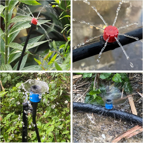 160pcs Two Type 360 Degree Adjustable Irrigation Droppers for 1/4 Inch 4/7mm Tube? Fan Shape and Eight-hole Spray Dripper Micro Drip Sprinklers fo...