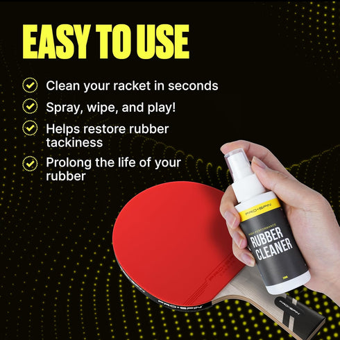 PRO SPIN Ping Pong Paddle Cleaner - Table Tennis Rubber Cleaning Kit - 200ml Rubber Cleaner & Sponge Included | Eliminate Dirt & Dust | Optimal Sp...