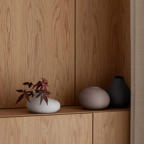 Blomus Nona Set of 3 Mini Vases Porcelain Colors Pewter, Microchip Grey and Bark (Mauve)...