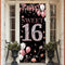 Sweet 16 Birthday Door Banner Backdrop, Happy 16th Birthday Decorations for Girls, Sweet Sixteen Door Cover Rose Gold, 16 Door Poster Sign Birthda...