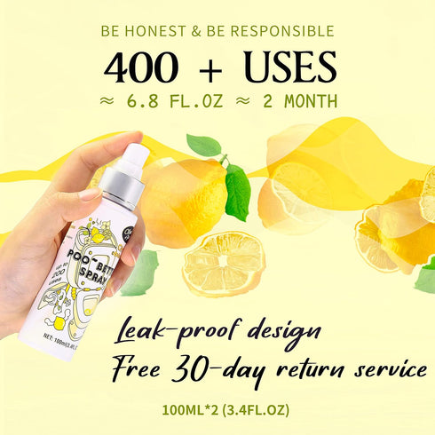 Clean-n-Fresh Toilet Spray, 6.8 Fl.oz Poo Spray | Up to 400+ Uses, 100% Natural Plant Essential Oil Citrus Scent, Bathroom Deodorizer...