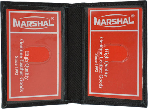 MARSHAL Slim Thin Leather Credit Card ID Mini Wallet Holder Bifold Driver's License Safe...