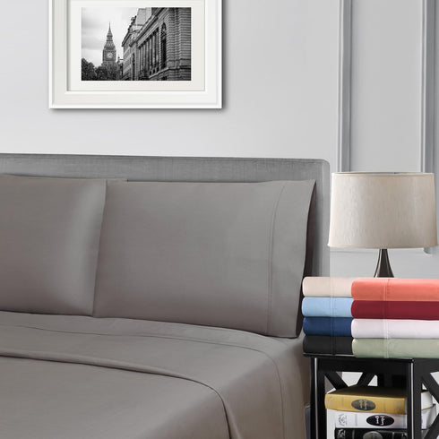 Superior 700 Thread Count Egyptian Cotton Pillowcase Bed Set, Modern Solid Sateen, Naturally Breathable and Cooling, Extra Comfort Pillow Cover, I...