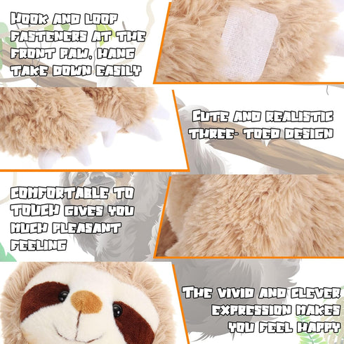 Queekay 2 Packs Sloth Stuffed Animal Hanging 18 Inch Three Toed Sloth Plush Sloth Plush Toy with Hook and Loop Hands for Teens Adults Gifts Decors...