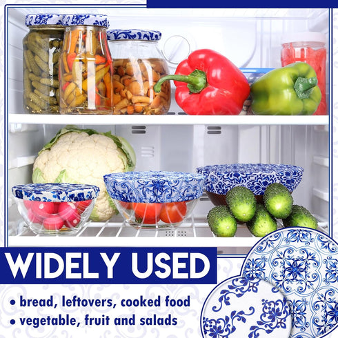 CHENGU 12 Pcs Reusable Bowl Covers Bulk Elastic Cloth Fabric Bowl Cover for Bread Proof Rising Sourdough 5 Size Dish Food Stretchy Storage Cover (...