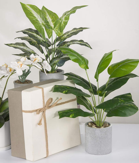16" Small Fake Plants Artificial Tropical Faux Plants Indoor for Office Desk Shelf Bathroom Home Decor...