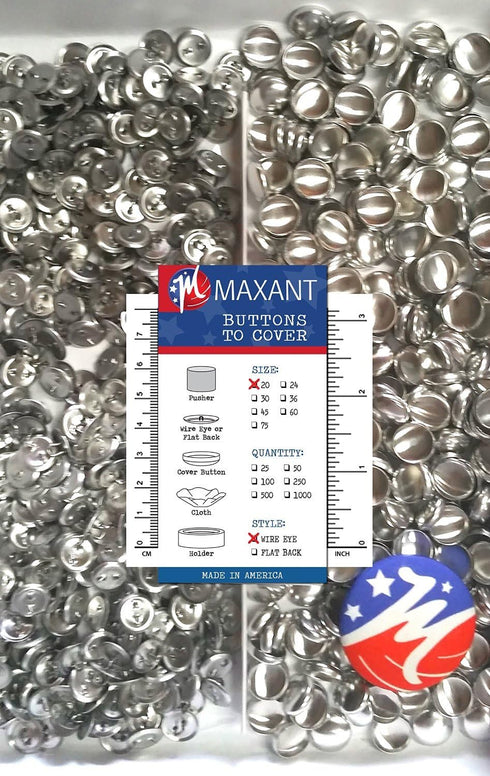 100 Buttons to Cover - Made in USA - Self Cover Buttons with Wire Eyes Size 20...