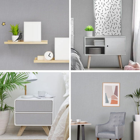 Mecpar Grey Contact Paper 15.7" x 118" Matte Grey Wallpaper Grey Peel and Stick Wallpaper Self Adhesive Removable Wallpaper Decorative Textured Wa...