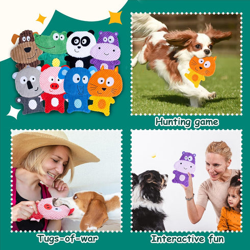 No Stuffing Dog Toys, 8 Pack Dog Squeaky Toys, Durable Plush Dog Toys, Cute Animal Plush Toys, Pet Entertaining Toys Interactive Teething Chew Toy...