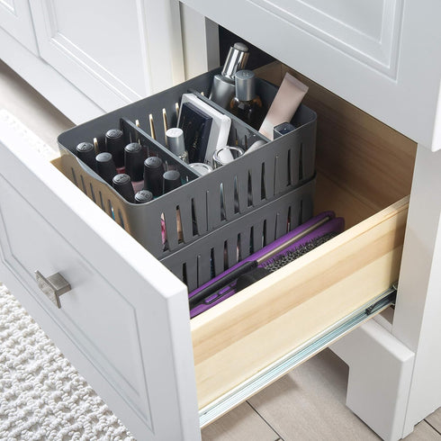 Simplify 3 Compartment Stackable Bin with Adjustable Dividers | Drawer Organizer | Storage Basket | Good for Office | Desk Supplies | Dorm | Bathr...