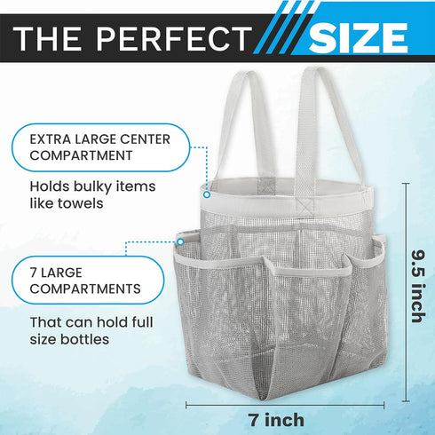 Handy Laundry Mesh Shower Caddy Bag - Collapsible, Portable Bathroom Organizer for Travel, Gym, and Dorm Use - Easily Carry & Organize College Dor...