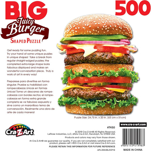 RoseArt - Big Shaped - Juicy Burger - 500 Piece Jigsaw Puzzle for Adults...