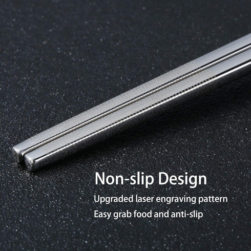 Stainless Steel Chopsticks Titanium Plated Metal Chopsticks Reusable Dishwasher safe Premium Japanese Korean Chopstick Laser Engraved Anti-slip Ch...