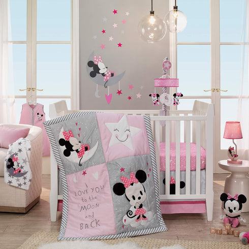 Lambs & Ivy Disney Baby Minnie Mouse Fleece Baby Blanket, Gray/White...