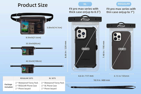 AiRunTech Waterproof Dry Bag and Waterproof Cell Phone Bag for Outdoor Water Sports, Boating, Hiking,Kayaking,Fishing (2 * Phone case(Clear) + 2 *...