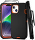 iPhone 14 Case with Belt Clip and 2 Pack Screen Protector - Military Grade Rugged Full Body Phone Case for Men and Women (Black+Orange)...