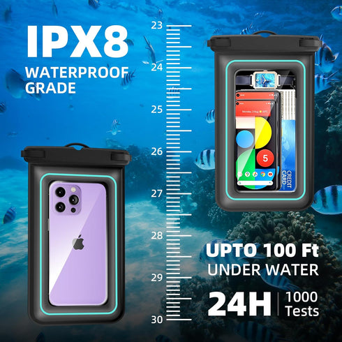 Waterproof Phone Pouch,IPX8 Universal Waterproof Case Underwater Dry Bag Compatible to iPhone 15 13 12 Pro Max SE2 11 Pro XR X 8 7 6s Plus Galaxy ...