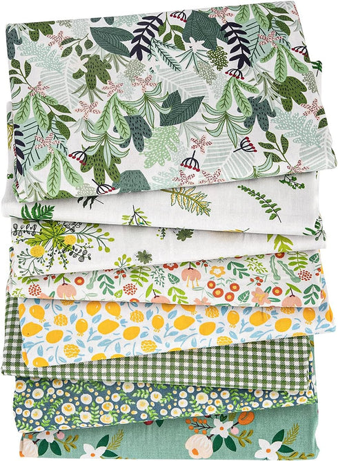 Aubliss 8pcs Fat Quarter Fabric Bundles 19.6'' x 19.6''(50cm x 50cm) Cotton Craft Fabric Pre-Cut Squares Sheets for Patchwork Sewing Quilting Fabr...