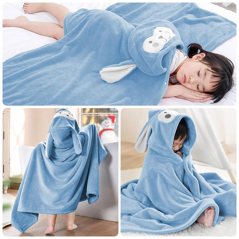 ROMASA Baby Bath Towel Hooded Ultra Soft Towel Highly Absorbent Bathrobe Blanket Toddlers Shower Gifts for Boys Girls-27.5" x 55" (Blue)...