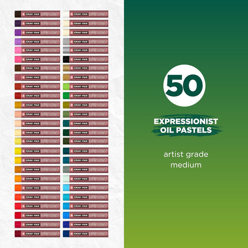 SAKURA Cray-Pas Expressionist Oil Pastel Set - Soft Oil Pastels for Artists - 50 Sticks...
