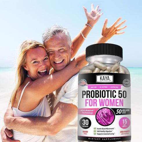 Kaya Naturals Probiotic 50 Billion CFU | Probiotics for Women, Probiotics for Men and Adults, Natural | Gut Health & Immune Support Supplement | P...