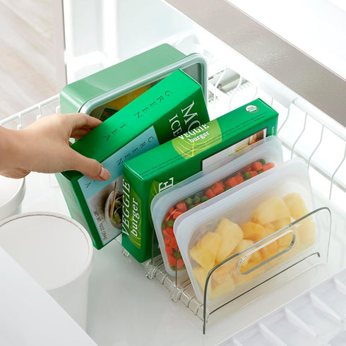 YouCopia FreezeUp Freezer Rack 12" BPA-Free Fridge Organizer with Adjustable Dividers and Handles for Frozen Food Box and Meal Storage, Clear...