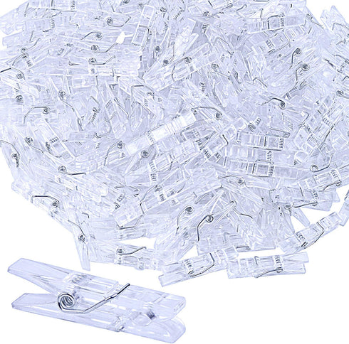 200 Pieces Photo Clips,Mini Clear Plastic Utility Paper Clip Clothespins Clip...