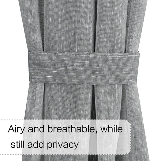 H.VERSAILTEX Linen French Door Curtains Semi Sheer Light Reducing Privacy Doors Window Cover with Tieback | Rod Pocket 1 Panel Door Shades for Gla...