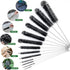 CiaraQ Bottle Cleaning Brushes, 8 Inch Nylon Tube Brush Set, Cleaner for Narrow Neck Bottles Cups with Hook, Set of 13pcs. Black...