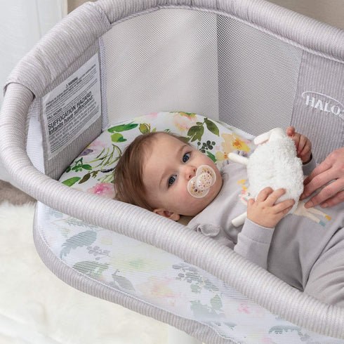 Pobibaby - 2 Pack Premium Bassinet Sheets for Standard Bassinets - Ultra-Soft Premium Knit, Stylish Floral Pattern, Safe and Snug for Baby (Allure...