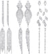 Sureio 6 Pairs Long Earrings Silver Chandelier Tassel Dangle Earrings for Women Wedding Prom Party Jewelry Fringe Rhinestone Earrings Boho Tassel ...