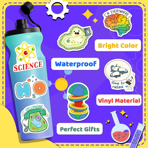 200PCS Science Stickers Chemistry Biology Physics Stickers for Students Kids Natural Science Class Teachers Laboratory Decor Water Bottles Laptop ...
