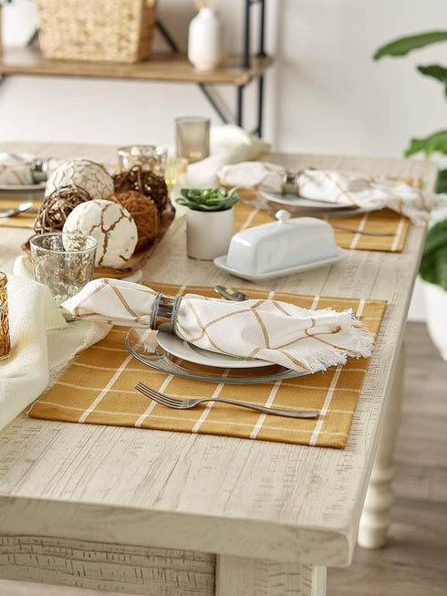 DII Basic Collection Tabletop, Placemat Set, Honey Gold Check 6 Piece, 6074...