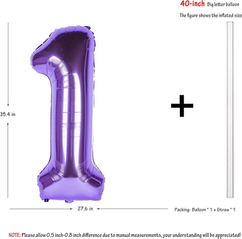 40 Inch Purple number Helium Foil Birthday Party Digit Balloons (Purple 1)...
