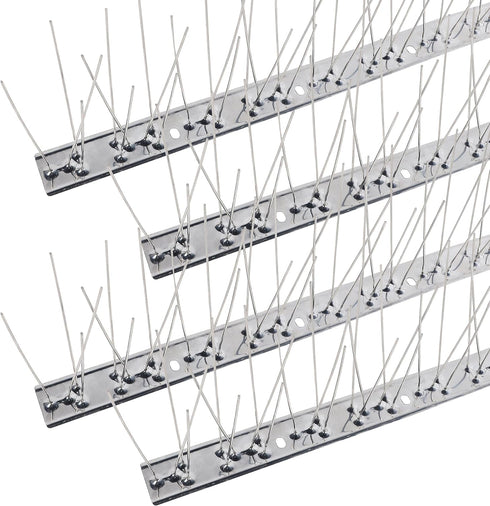 Hausse Stainless Steel Bird Spikes 4 Pack, Squirrel Small Birds Pigeons Crows and Woodpeckers Deterrent Devices Bird Repellent Spikes, Assemble Ea...