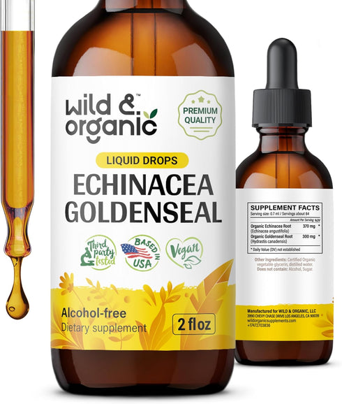 Echinacea Goldenseal Tincture - Immune Support Supplement w/Goldenseal Root and Organic Echinacea - Alcohol-Free Echinacea Goldenseal Liquid for I...