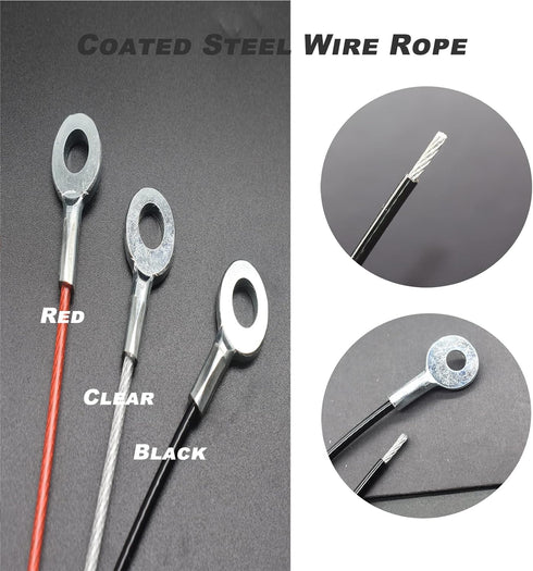 10 pcs 10 inch (25cm) 3mm Thickness Galvanized Steel Wire Cable Eyelets Ended Short Rope Lanyard Safety Tether Chain Lock with Vinyl Coated Cover ...