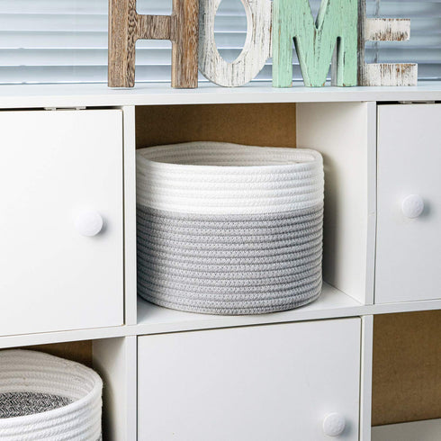 INDRESSME Small Storage Basket - Cute Cotton Rope Basket - Closet Storage Bins - Cute Basket for Remote - Storage Organizer for Toy Storage Bin- 9...