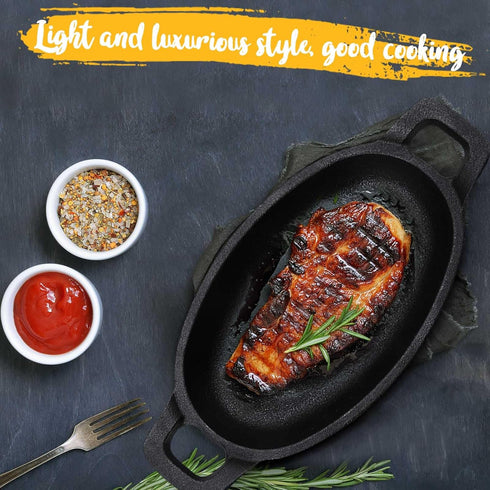 Uiifan 1 Piece Mini Cast Iron Skillet 6 x 3.8'' Small Oval Skillets Cast Iron Cookware Set 8 oz Single Serve Dish Pans Mini Casserole Dish for Bak...