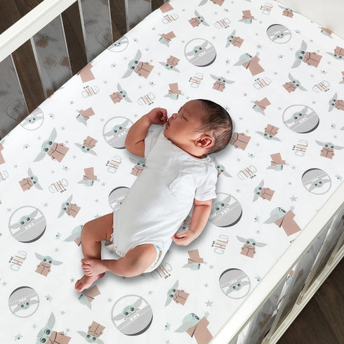 Lambs & Ivy Star Wars Mandalorian The Child/Baby Yoda/Grogu Fitted Crib Sheet...
