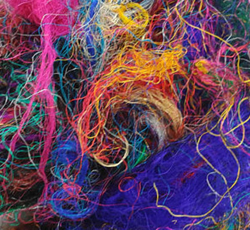 Saree Silk Fiber Multicolor Throwsters Waste for Felting, Spinning Fiber - 100 gm (3.52 oz)......