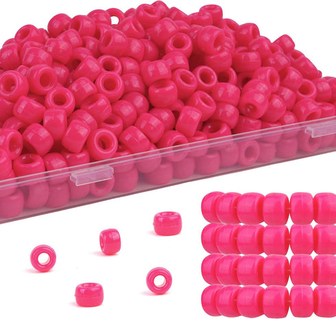 Deinduser Bulk Pony Beads with Storage Box - Red Pony Beads, Rainbow Pony Beads for Bracelets, Beads for Crafts, Hair Beads for Braids for Girls, ...