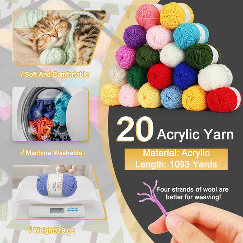 Aeelike Crochet Yarn for Crocheting, 1093 Yards Acrylic Yarn for Knitting,Full Crochet Kits for Beginners and Professionals, Aluminum Crochet Hook...