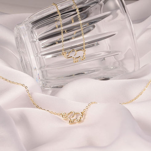 Dainty Necklace for Women, 14K Gold Plated Elephant Bee Cat Dog Bear Necklace Cute Necklaces Simple Gold Necklace...