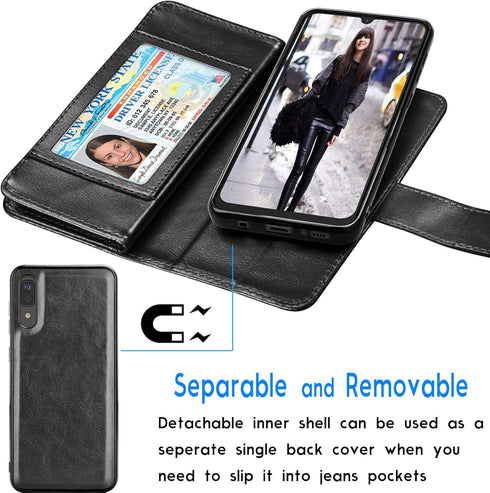 Galaxy A50 Case, Galaxy A30S / A50S / A50 Wallet Case, Luxury Cash Credit Card Slots Holder Carrying Folio Flip PU Leather Cover [Detachable Magne...