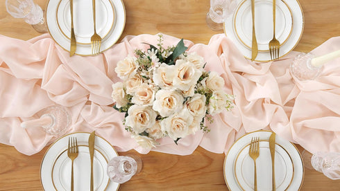 Light Peach Chiffon Table Runner 27x120 Inches Long Table Runners for Baby Shower Outdoor Wedding Festival Decorations...