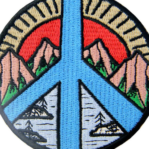 Peace Sign Mountain and River Vitage Explore Outdoor Patch Embroidered Applique Iron On Sew On Emblem...